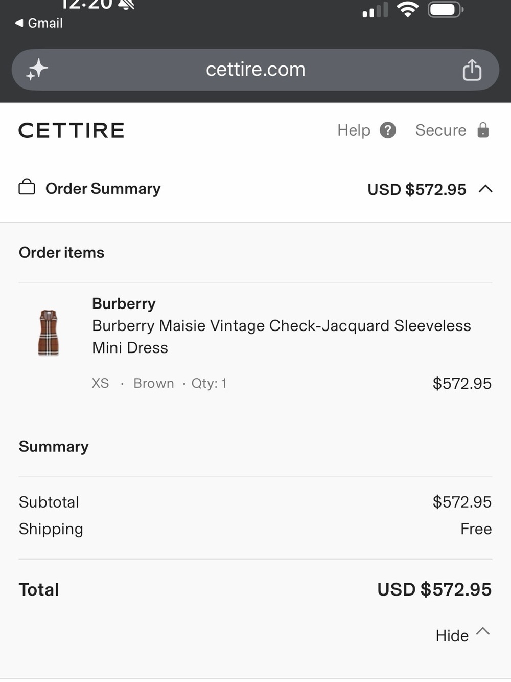 Burberry Brown Plaid Sleeveless Mini Dress - Picture 2 of 5